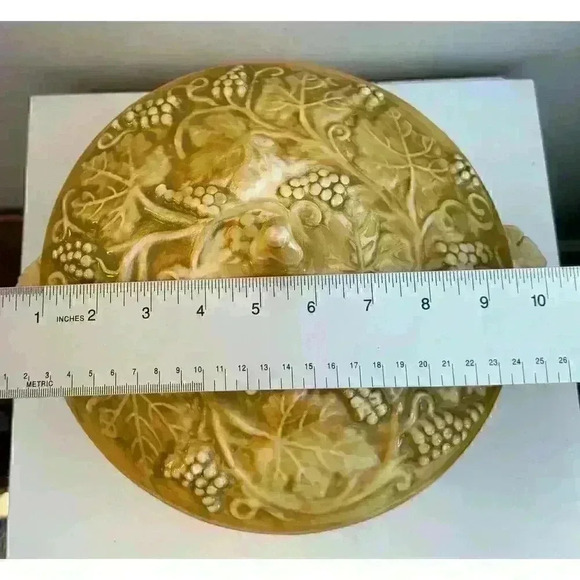 Vintage Perigrappa of Deruta Italy Round Covered Vegetable Serving Dish Yellow - Picture 10 of 10